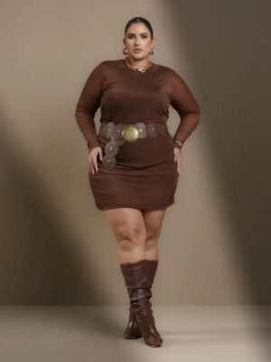 Vestido em tule drapeado